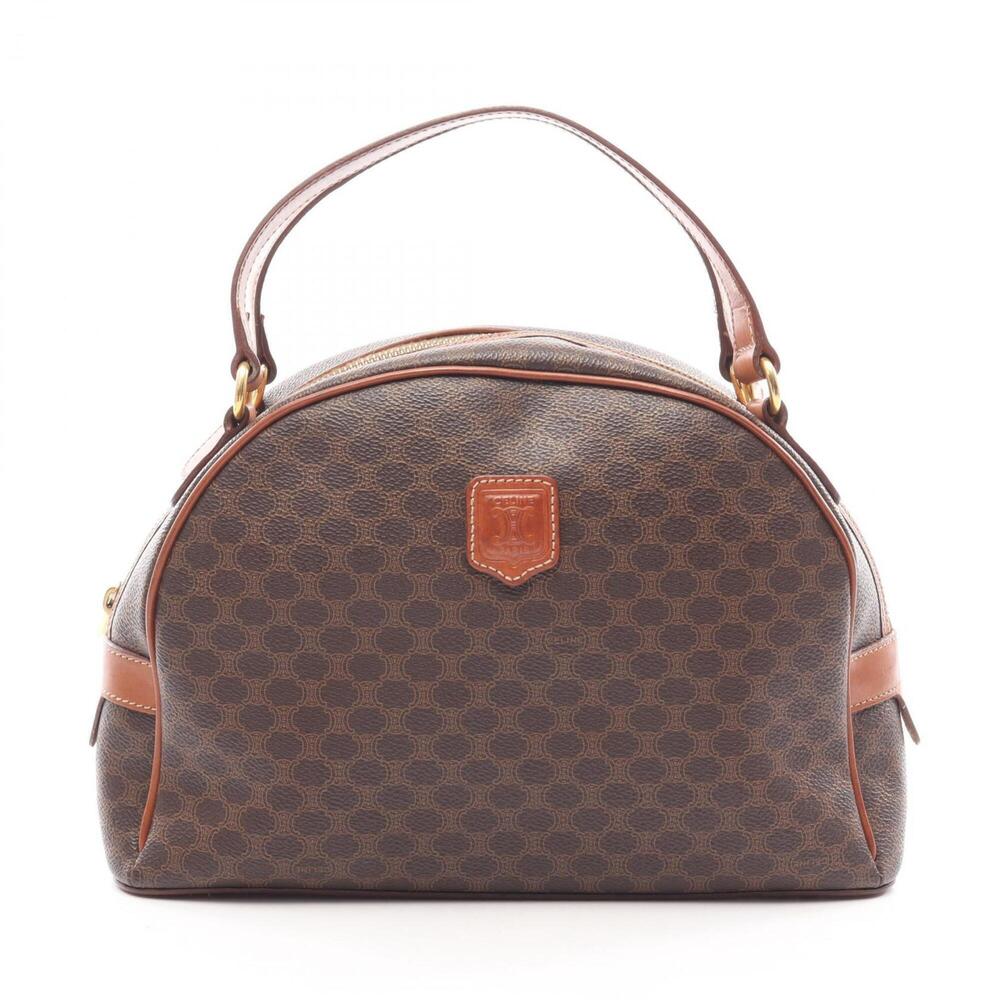 Celine Macadam Handbag, Coated Canvas Leather, Women's, Brown/Beige